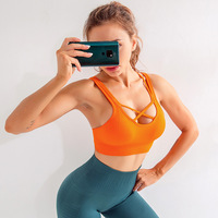 2020 nowy duży wpływ jednolity biustonosz sportowy kobiety biustonosz do jogi krótkie bluzki trening Fitness Activewear Racerback wyściełana koszula 6